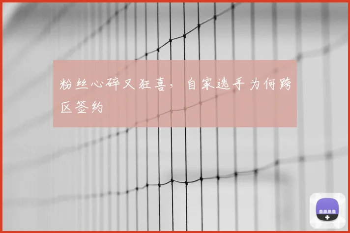 粉丝心碎又狂喜，自家选手为何跨区签约